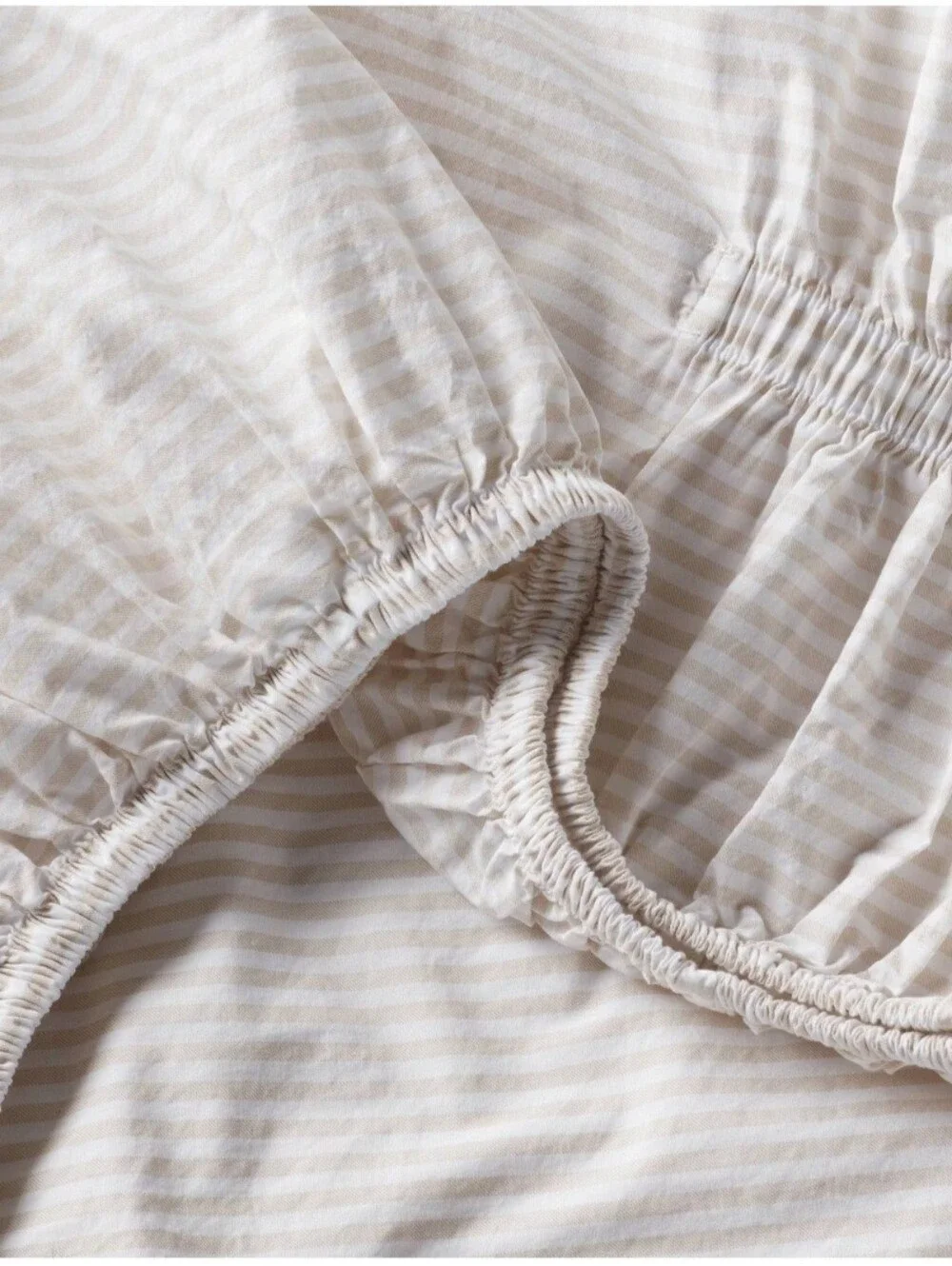 Threshold King Organic Percale Sheet Set Khaki/ White Stripe -